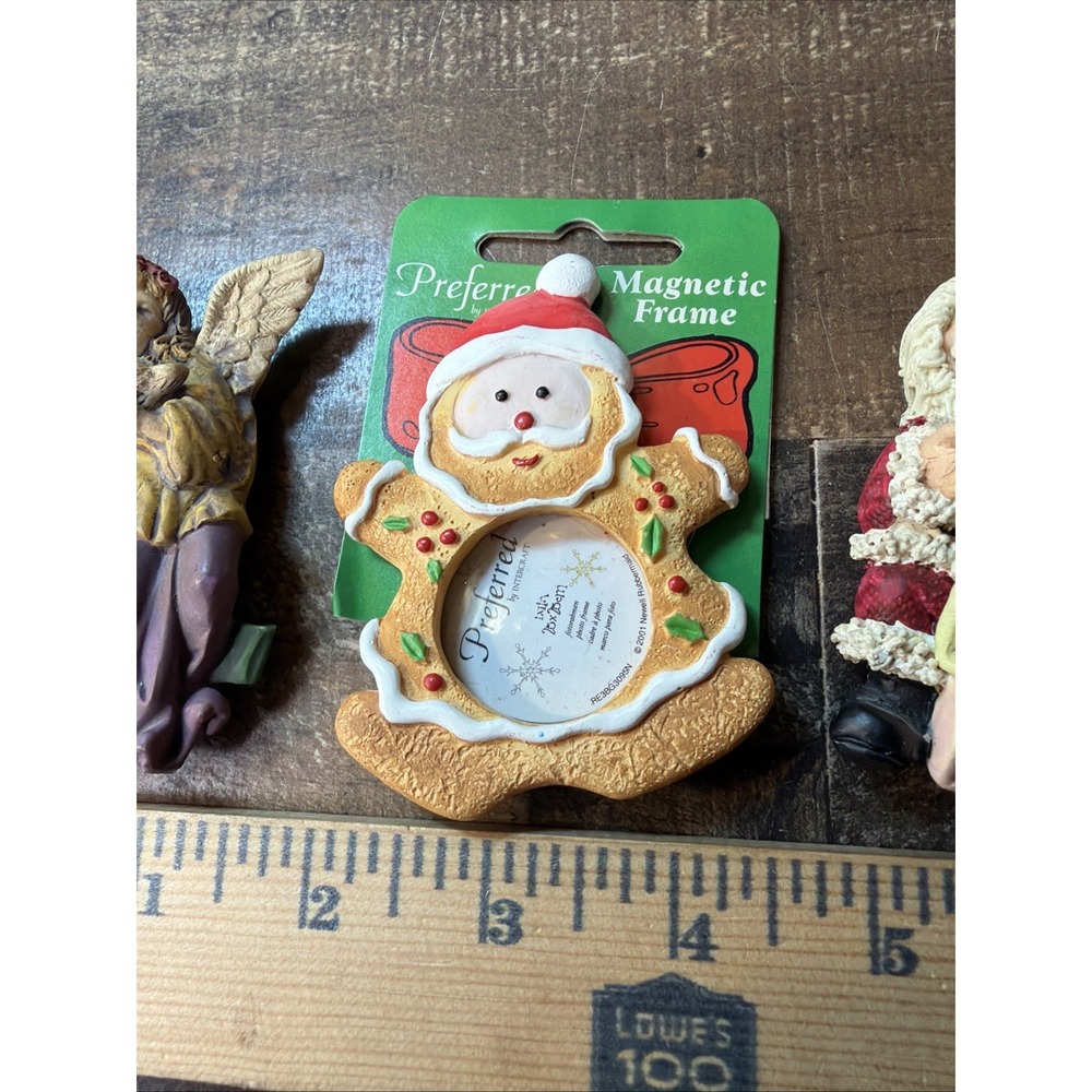 Christmas Refrigerator Magnets Resin Angel Gingerbread Santa Vintage Lot Of 3 - Picture 13 of 16